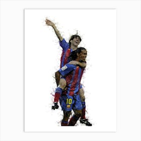 Messi And Ronaldinho 1 Art Print