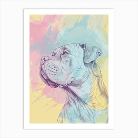 Cane Corso Dog Pastel Line Painting 1 Art Print