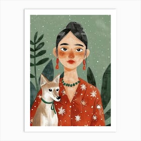 Mexican Girl With Dog Art Print