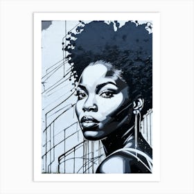 Graffiti Mural Of Beautiful Black Woman 283 Art Print