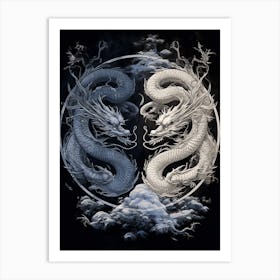 Yin And Yang Chinese Dragon Illustration 5 Art Print
