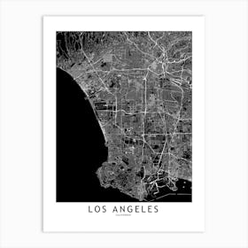 Los Angeles Black And White Map Art Print