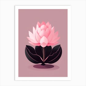 A Pink Lotus In Minimalist Style Vertical Composition 58 Art Print