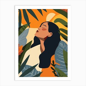 Illustration Of A Woman In The Jungle Art Print