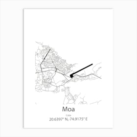 Moa,Cuba Minimalist Map Art Print