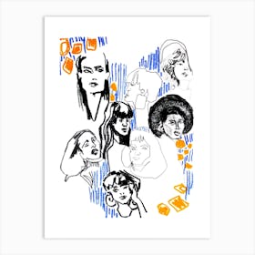 Sketchy Faces Art Print