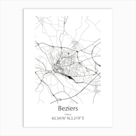 Beziers,France Minimalist Map Art Print