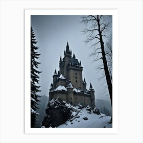 Spooky Castle In The Mountains Art Print