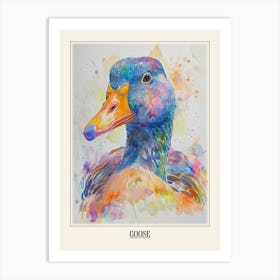 Goose Colourful Watercolour 4 Poster Art Print