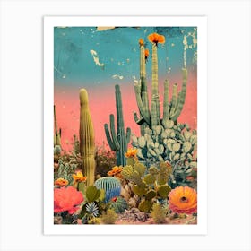 Kitsch Cactus Collage 2 Art Print