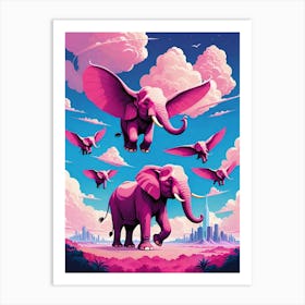 Pink Elephants Art Print