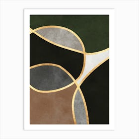 Organic shapes and golden lines 2 Art Print