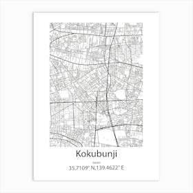 Kokubunji,Japan Minimalist Map Poster