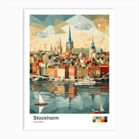 Stockholm, Sweden, Geometric Illustration 3 Poster Art Print