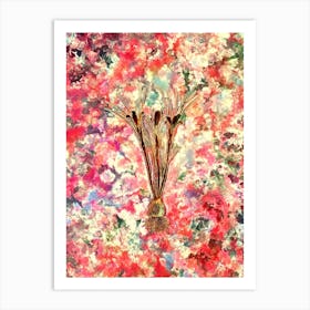 Impressionist Cloth of Gold Crocus Botanical Painting in Blush Pink and Gold n.0020 Art Print
