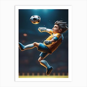 Soccer Player Kicking A Ball Art Print