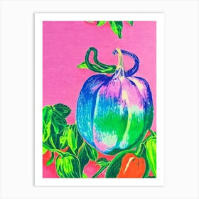 Poblano Pepper 2 Risograph Retro Poster vegetable Art Print