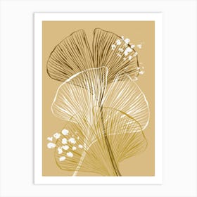 Beige Gingko Biloba Art Print