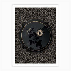 Shadowy Vintage Red Bramble Leaved Rose Botanical in Black and Gold Art Print