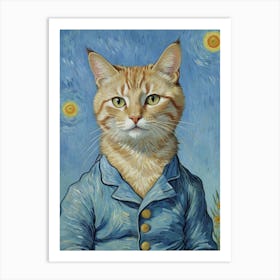 Cat In Starry Sky Art Print