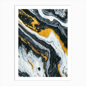 Abstract Black And Yellow Marble Art Print