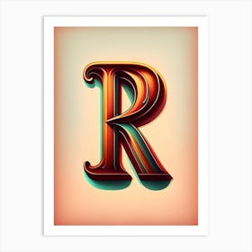 R, Letter, Alphabet Retro Drawing 3 Art Print