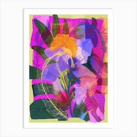 Lisianthus 4 Neon Flower Collage Art Print