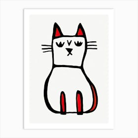 Cat Line Drawing Sketch 11 Art Print