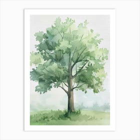 Linden Tree Atmospheric Watercolour Painting 5 Art Print