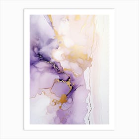 Lilac, Black, Gold Flow Asbtract Painting 7 Art Print