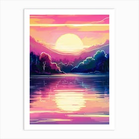 Morning Time, Watercolor Neon Style Art Print