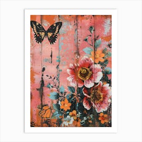 Butterfly And Flowers 5 Art Print