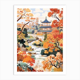 Summer Palace, China In Autumn Fall Illustration 2 Art Print