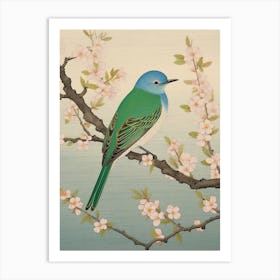 Ohara Koson Inspired Bird Painting Bluebird 1 Art Print