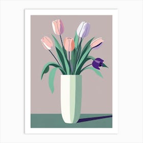 Green Tulips Vase Art (1) Art Print