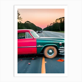 Old Car On The Road 10 Art Print