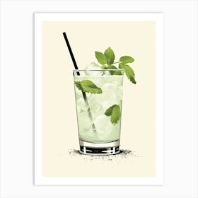 Illustration Mint Julep Floral Infusion Cocktail 4 Art Print