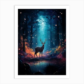 Kbgtron A Deer And The Forest Colorful Lights In The Style Of F 43d9b245 0b81 4adf 8734 De5f15f09a77 Art Print