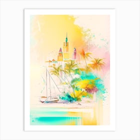 Aruba Watercolour Pastel Tropical Destination Art Print