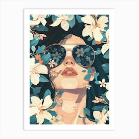 Portrait Of A Woman In Sunglasses Art Print