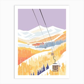 Stowe Mountain Resort   Vermont, Usa, Ski Resort Pastel Colours Illustration 0 Art Print