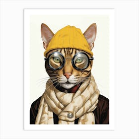 Bengal Cat With Glasses Art Print