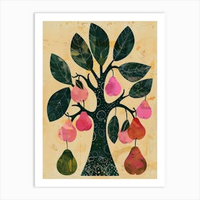 Pear Tree Colourful Illustration 1 Art Print