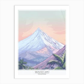 Mount Apo Philippines Color Line Drawing 5 Poster Art Print