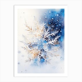 Stellar Dendrites, Snowflakes, Storybook Watercolours 1 Art Print