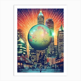 London Downtown Giant Disco Ball 3 Art Print
