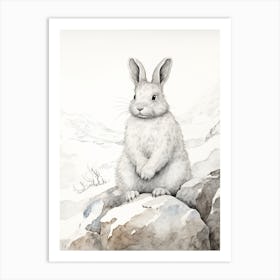 Storybook Animal Watercolour Arctic Hare 2 Art Print