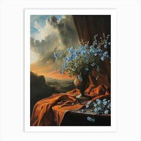 Baroque Floral Still Life Forget Me Nots 8 Art Print