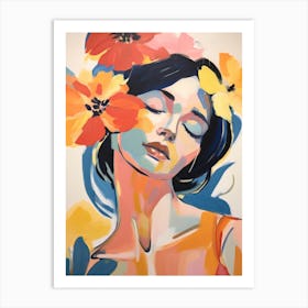 Girl With Flowers 1 Art Print