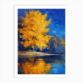 Autumn Tree By The Lake 1 Art Print